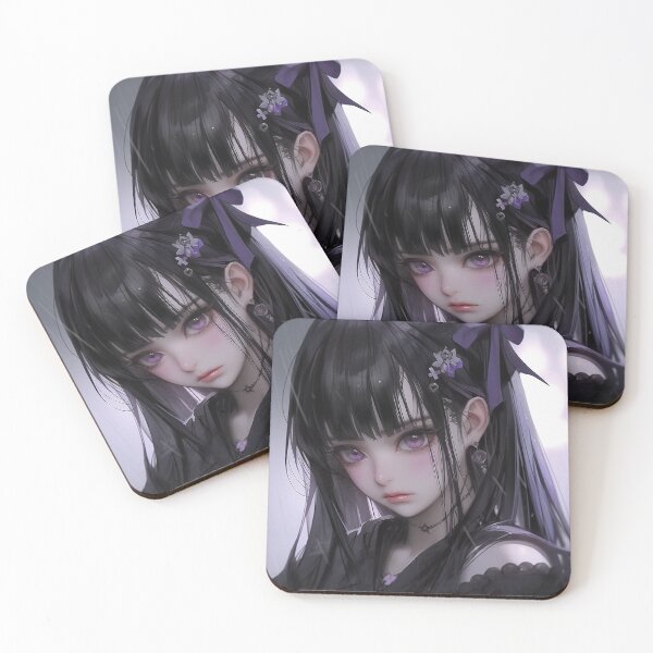 Item preview, Melancholic Kawaii Purple Anime Girl designed and sold by bubblegoth.