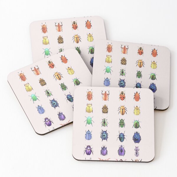 Item preview, rainbow beetles watercolor transparent designed and sold by pinkdrinksoul.