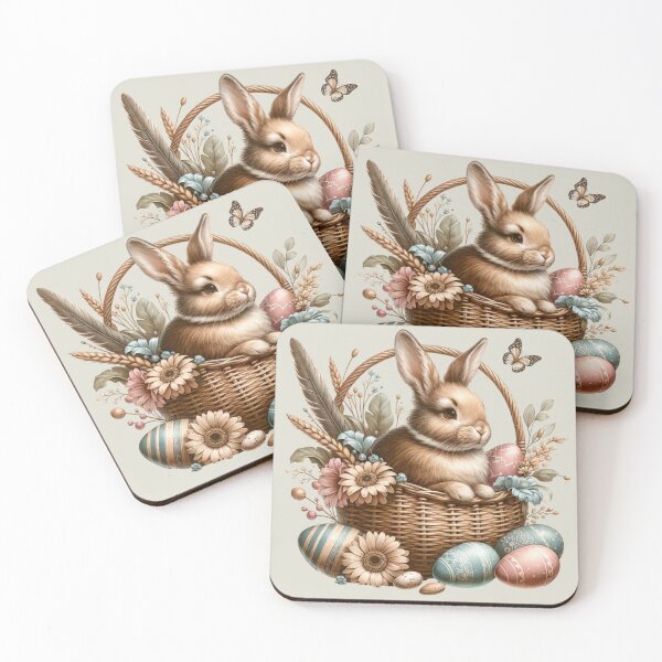 Item preview, Vintage basket, Easter eggs,Easter bunny, flowers, butterfly, pastell, romantic designed and sold by Coolparrotgirl.