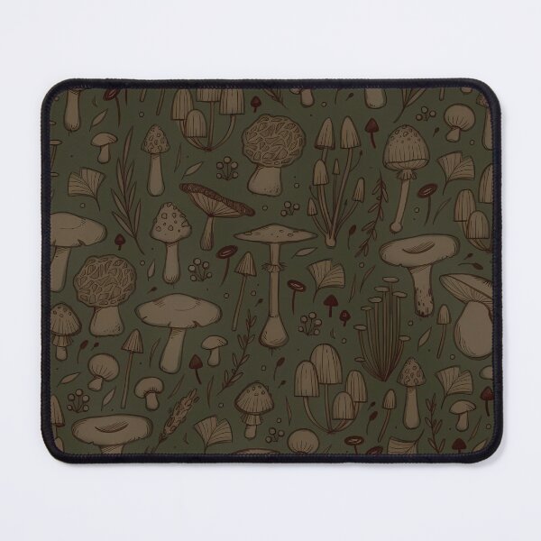 Item preview, Fungi pattern - green earthy colors mushrooms forest theme goblincore aesthetic designed and sold by Fantasy Cache.