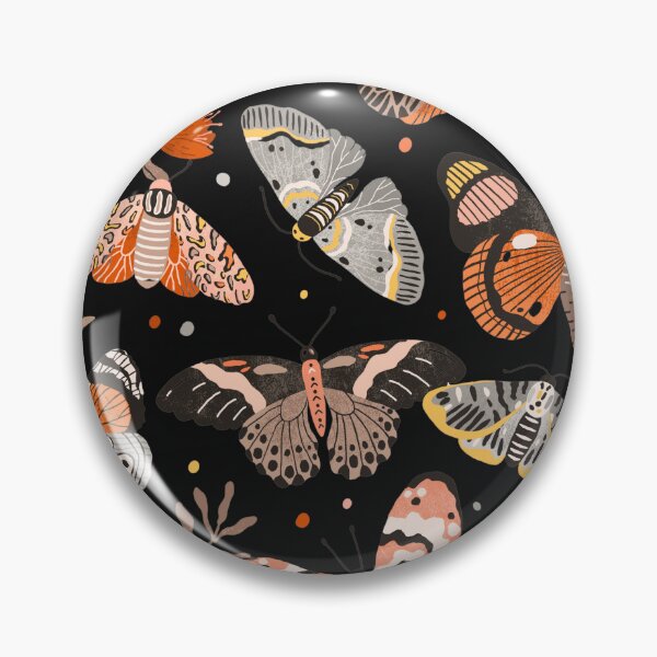 Item preview, Dark feminine aesthetic floral pattern - moths and butterflies in orange and light purple liliac lavander  designed and sold by Fantasy Cache.