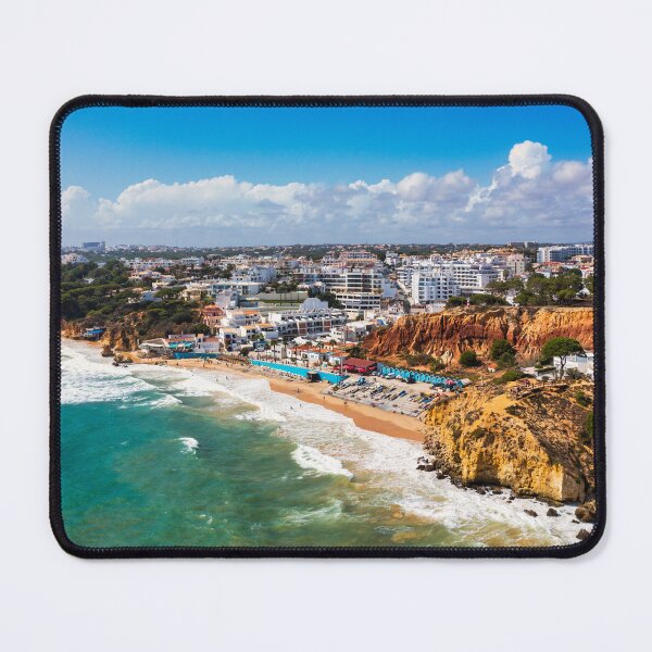Item preview, Amazing view from the sky of town Olhos de Agua in Albufeira, Algarve, Portugal. Aerial coastal view of town Olhos de Agua, Albufeira area, Algarve, Portugal. designed and sold by Framed Horizons.