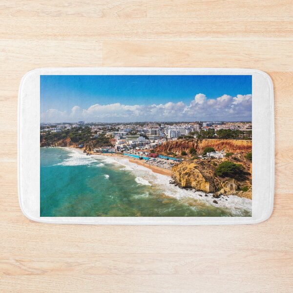 Item preview, Amazing view from the sky of town Olhos de Agua in Albufeira, Algarve, Portugal. Aerial coastal view of town Olhos de Agua, Albufeira area, Algarve, Portugal. designed and sold by Framed Horizons.