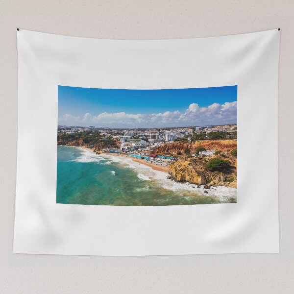 Item preview, Amazing view from the sky of town Olhos de Agua in Albufeira, Algarve, Portugal. Aerial coastal view of town Olhos de Agua, Albufeira area, Algarve, Portugal. designed and sold by Framed Horizons.