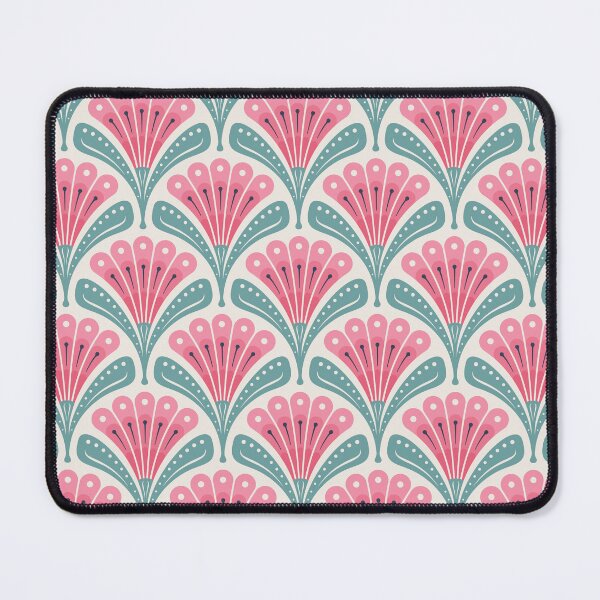 Item preview, KF 0372 D - Vintage Retro 70s Floral Pattern in Pink Turquoise designed and sold by KhakiFinch.