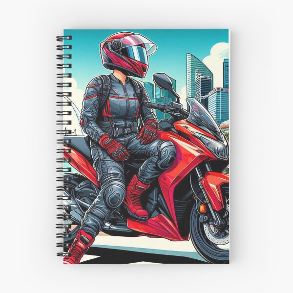 Item preview, Female Motorcyclist Taking a Break in Singapore – Stylish AI Design for Touring, Travel, and City Lovers on Apparel & Gear designed and sold by knalpot-design.