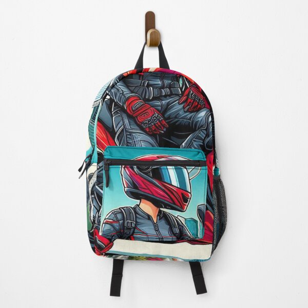 Item preview, Female Motorcyclist Taking a Break in Singapore – Stylish AI Design for Touring, Travel, and City Lovers on Apparel & Gear designed and sold by knalpot-design.