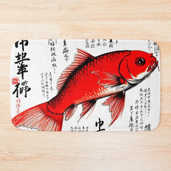Item preview, Koi fish in japan style manga anime ink drawing kanji designed and sold by VonKalt.