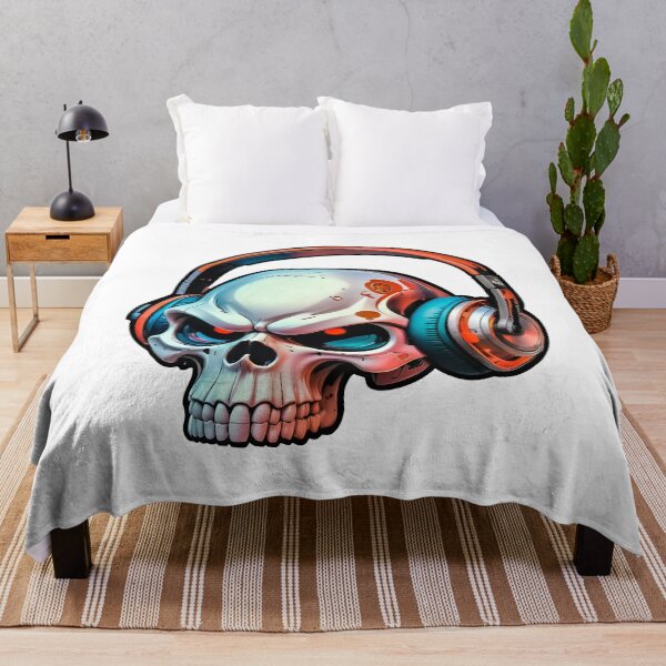 Item preview, skull with headphones designed and sold by QuanntixArt.