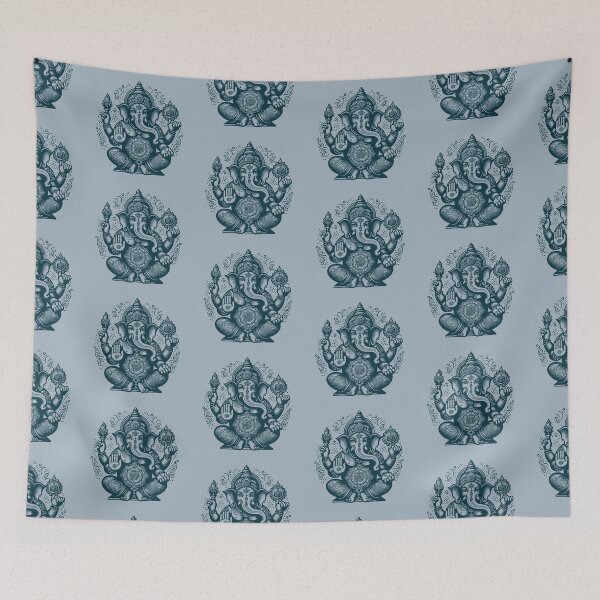 Item preview, Seated Blue Ganesha with chakras designed and sold by ZOXOFO.