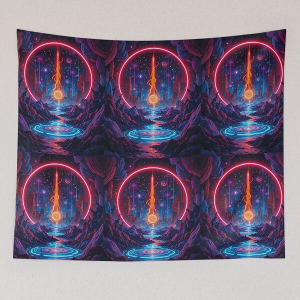 Item preview, World Psychedelic Visions Futuristic Elements Neon Colors Art designed and sold by ART ATTACK ZONE.