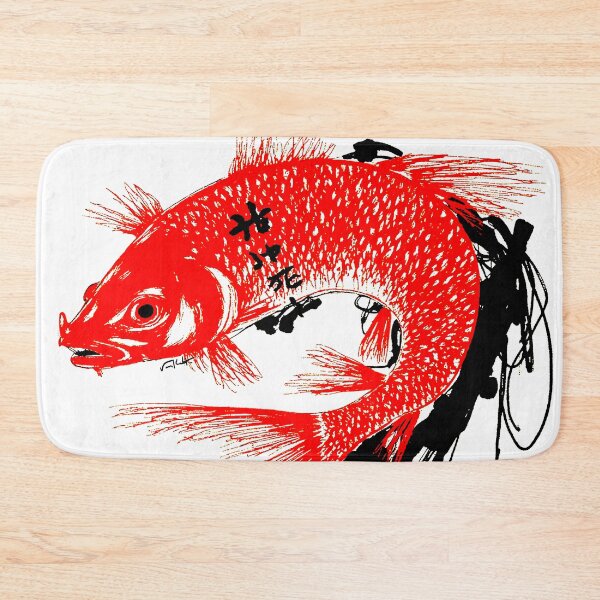 Item preview, Koi fish in japan style manga anime ink drawing kanji black red designed and sold by VonKalt.