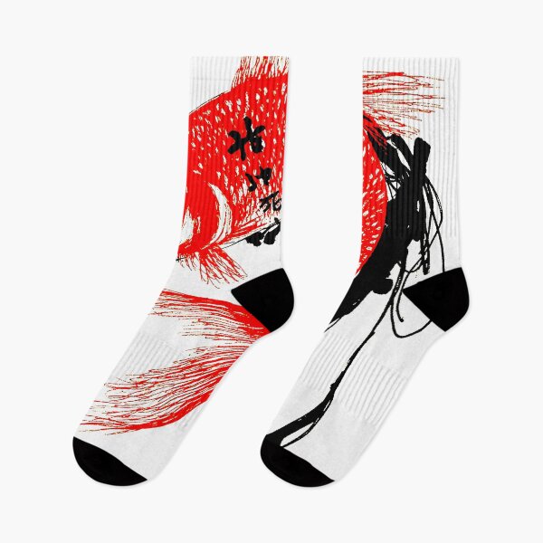 Item preview, Koi fish in japan style manga anime ink drawing kanji black red designed and sold by VonKalt.