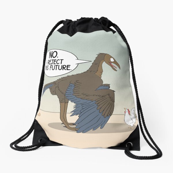 Dinosaur vs Chicken Drawstring Bag