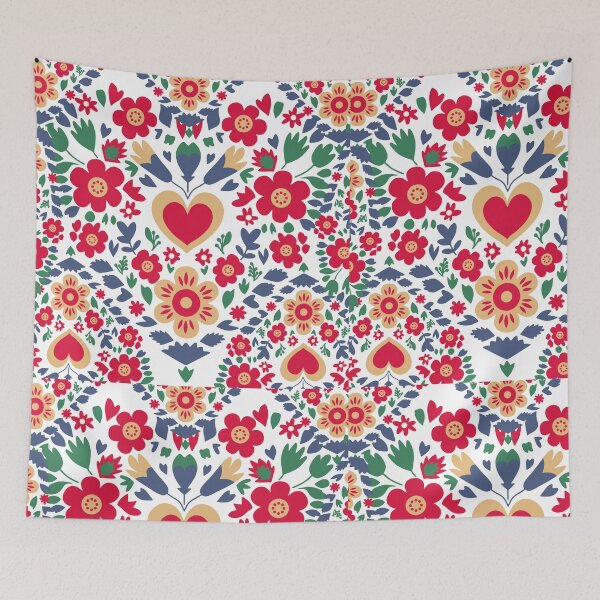 Item preview, Easter Floral Heart Pattern  Seamless Folk-Inspired Spring Design designed and sold by ArtDesignTp.