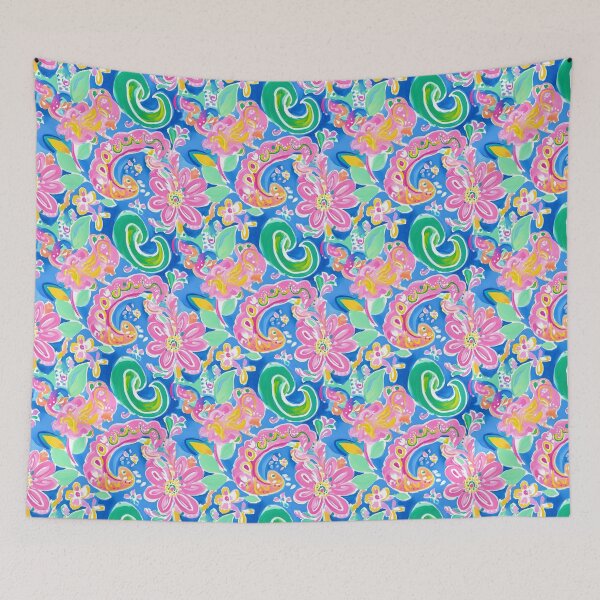 Item preview, Preppy Grandmillennial paisley in pink, blue, green, yellow designed and sold by SophieClimaArt.