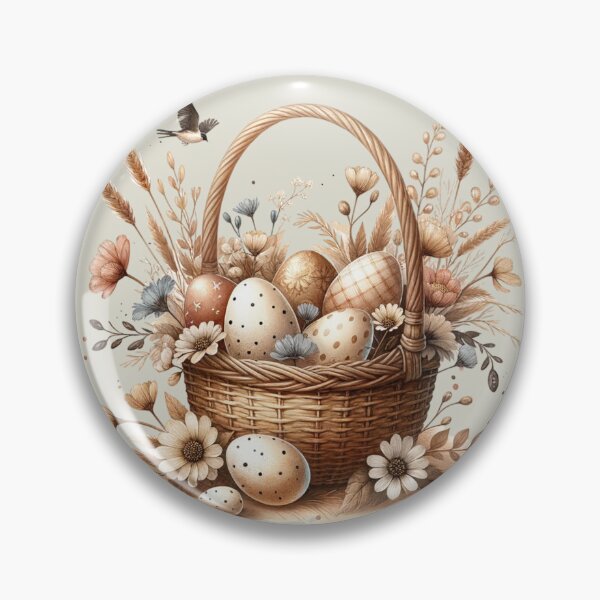 Item preview, Cute, Vintage basket, Easter eggs,  flowers, butterfly, pastell, romantic designed and sold by Coolparrotgirl.