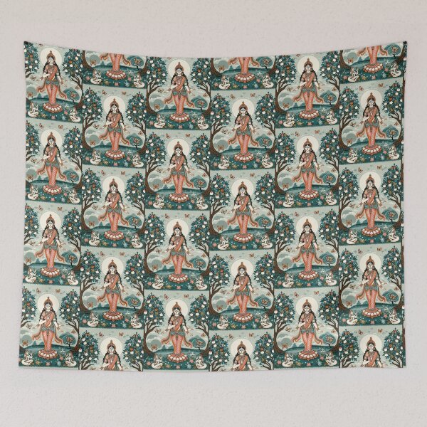 Item preview, The Goddess Lakshmi in a garden of pear trees designed and sold by ZOXOFO.