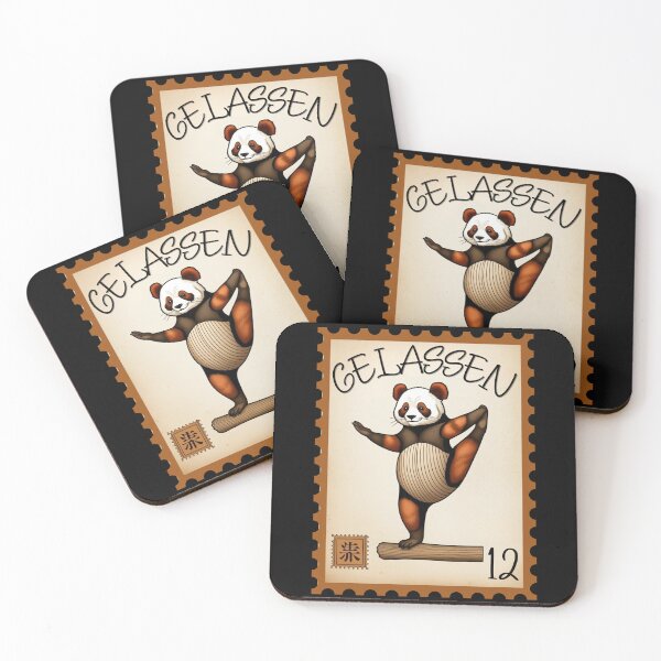 Item preview, Red Panda Yoga Stamp – Vintage Animal Design No.12 Japanese Symbol designed and sold by No1RetroStamps.