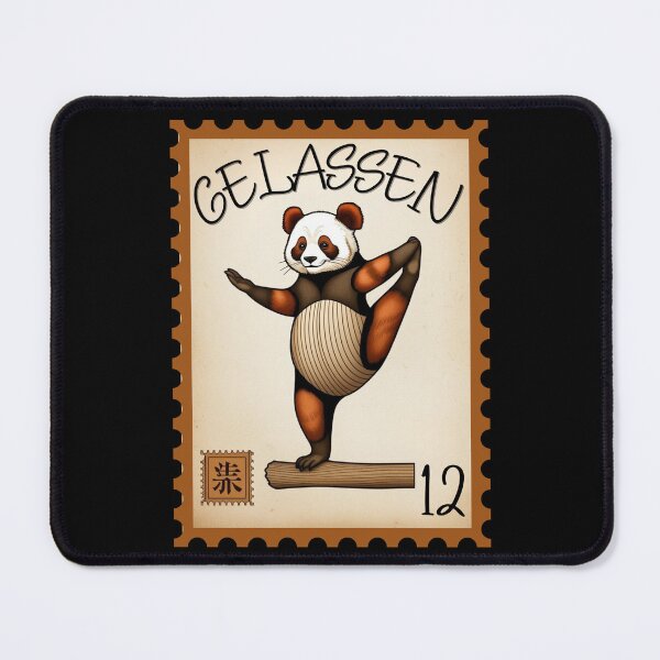Item preview, Red Panda Yoga Stamp – Vintage Animal Design No.12 Japanese Symbol designed and sold by No1RetroStamps.