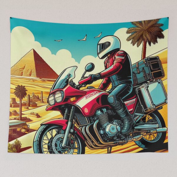 Item preview, Motorcyclist Taking a Break at the Egyptian Pyramids – Perfect Design for Touring & Adventure Lovers designed and sold by knalpot-design.