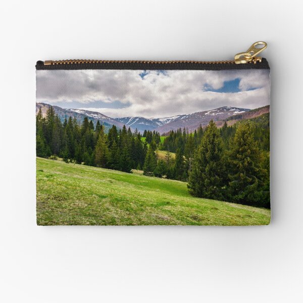 beautiful landscape with spruce forest Zipper Pouch