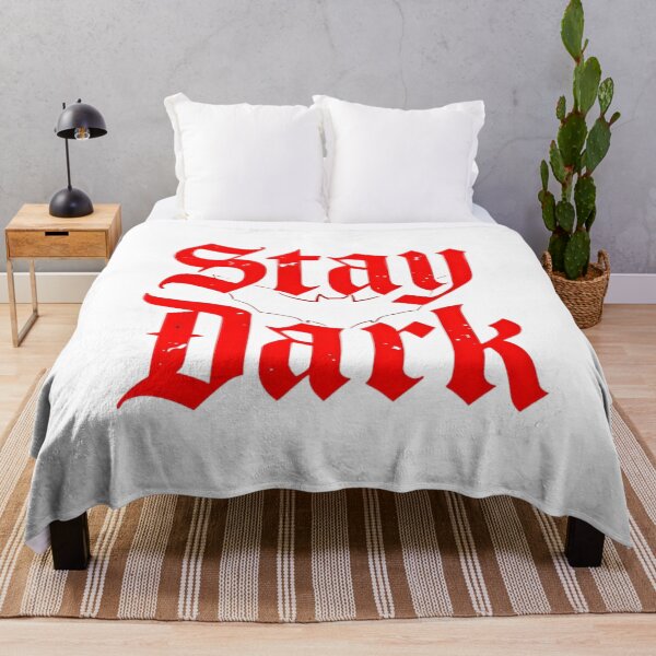 Item preview, Stay Dark Gothic T-Shirt Design – Red Gothic Font with Bat Silhouette on Black designed and sold by StooreYs.