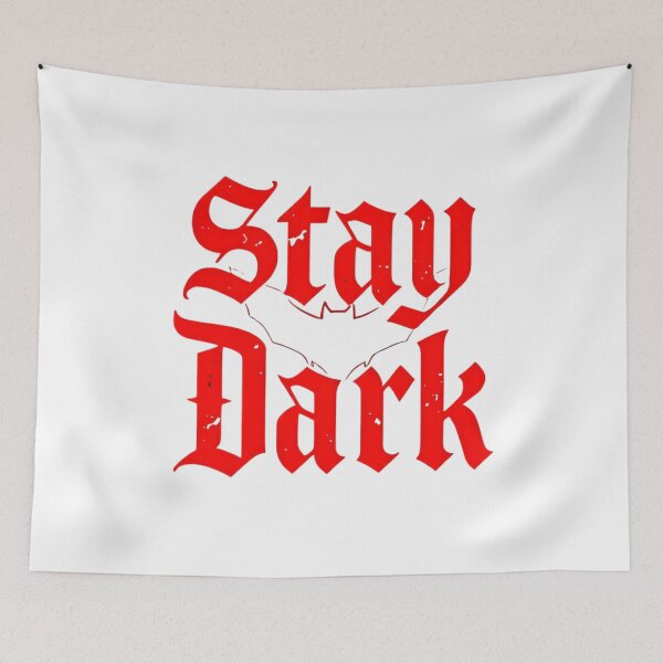 Item preview, Stay Dark Gothic T-Shirt Design – Red Gothic Font with Bat Silhouette on Black designed and sold by StooreYs.