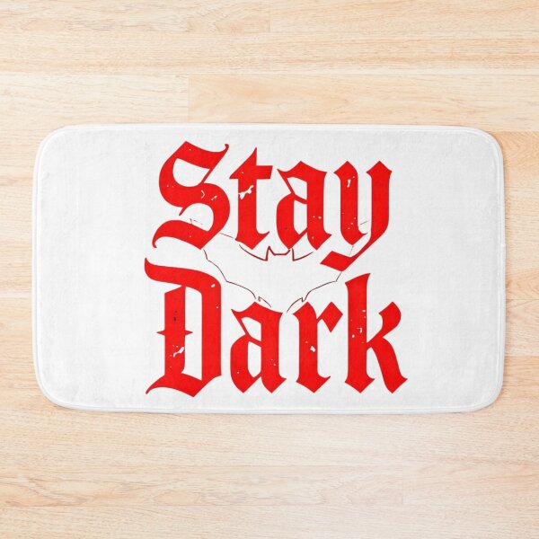 Item preview, Stay Dark Gothic T-Shirt Design – Red Gothic Font with Bat Silhouette on Black designed and sold by StooreYs.