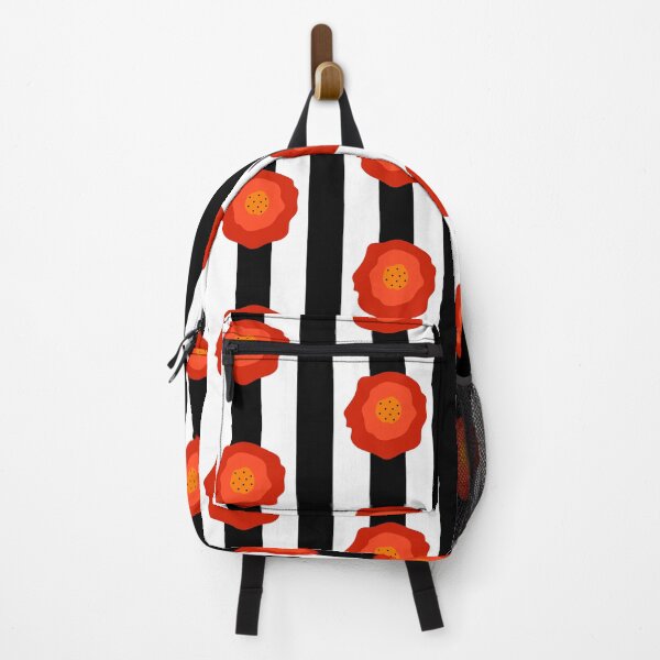 Item preview, Red Poppy on Black Stripes designed and sold by UncommonEveryday.