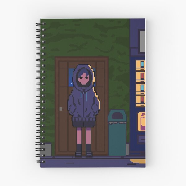Item preview, Pixel City Night – Hoodie Girl by the Vending Machine designed and sold by kaeru-takeda.