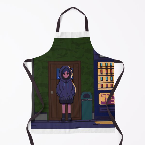 Item preview, Pixel City Night – Hoodie Girl by the Vending Machine designed and sold by kaeru-takeda.
