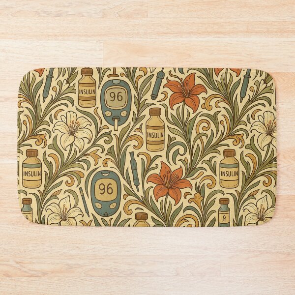 Artikelvorschau, Vintage medizinisches Muster mit Insulin und Blumen entworfen und verkauft von Lacritsa .