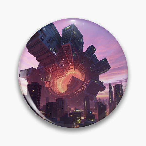 Item preview, Futuristic City Portal: Megastructure Above Urban Sprawl designed and sold by RudArtAI.