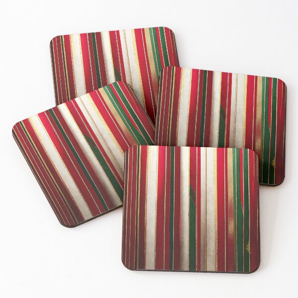 Item preview, Holiday Stripes Pattern Red Green White Gold designed and sold by Lee Hiller Designs.