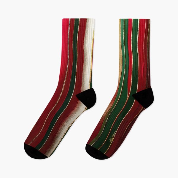 Item preview, Holiday Stripes Pattern Red Green White Gold designed and sold by Lee Hiller Designs.