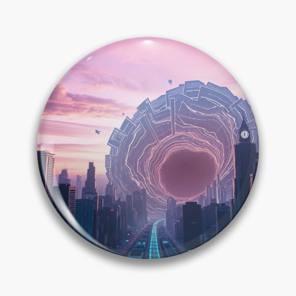 Item preview, Cyberpunk City Gateway: Swirling Portal Above Urban Landscape designed and sold by RudArtAI.