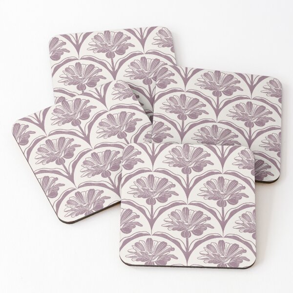 Item preview, Floral Scallop Block Print Pattern - Ibis White & Plum Dandy designed and sold by chrisdembinski.