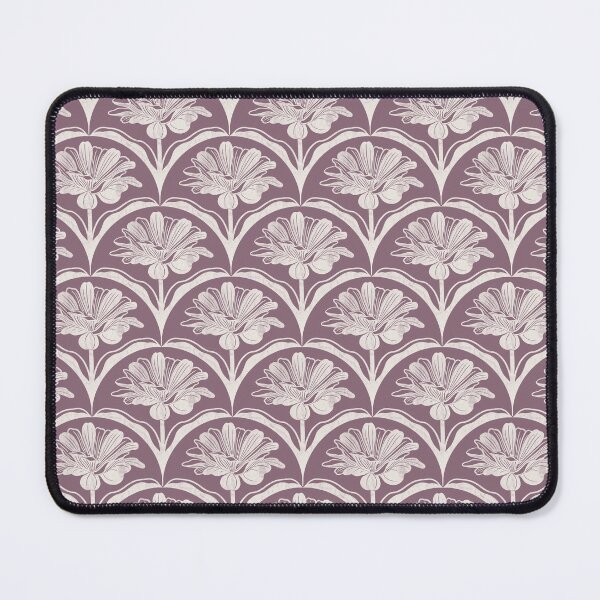 Item preview, Floral Scallop Block Print Pattern - Plum Dandy & Ibis White designed and sold by chrisdembinski.