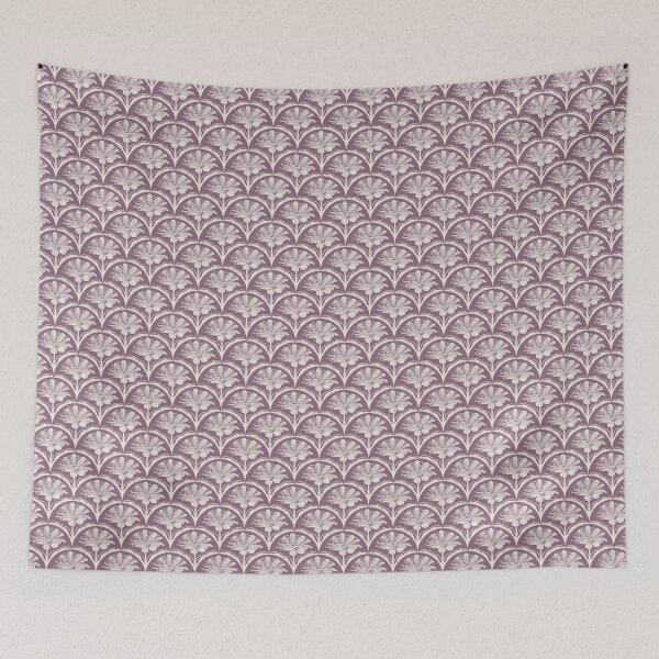Item preview, Floral Scallop Block Print Pattern - Plum Dandy & Ibis White  designed and sold by chrisdembinski.