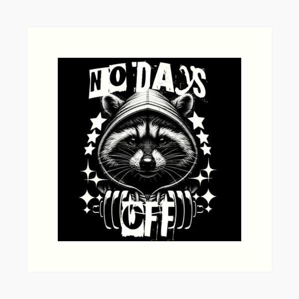 Item preview, no days off racoon sport gym fitness body designed and sold by LayersDesign.