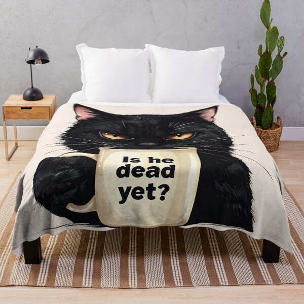 Item preview, Is He Dead Yet Black Cat T-shirt, Dark Humor Graphic, Liberal Shirt, Democrat shirt, Anti Trump Protest designed and sold by JolinChinn.