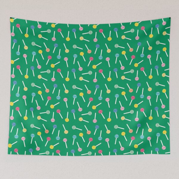 Aperçu de l'œuvre Sucettes ludiques, amusantes et colorées sur fond vert créée et vendue par StudioPippinDesigns.