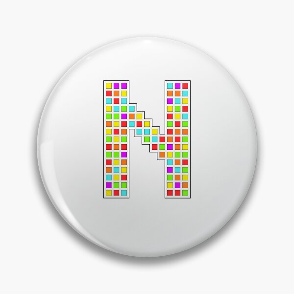 Artikelvorschau, Großbuchstabe N – Regenbogen-Pixelblockzeichen entworfen und verkauft von PixelGlyphs.
