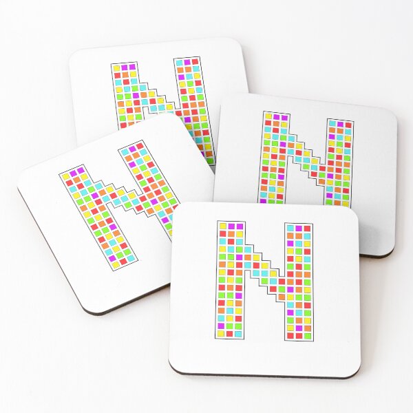 Artikelvorschau, Großbuchstabe N – Regenbogen-Pixelblockzeichen entworfen und verkauft von PixelGlyphs.