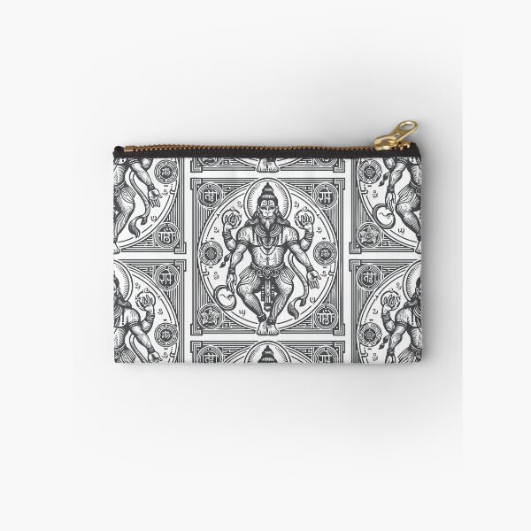Item preview, Hanuman with chakras in woodcut style and charcoal color designed and sold by ZOXOFO.