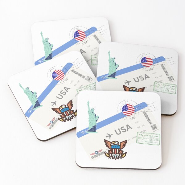 Item preview, USA airline ticket | America travel illustration designed and sold by Alasha94.