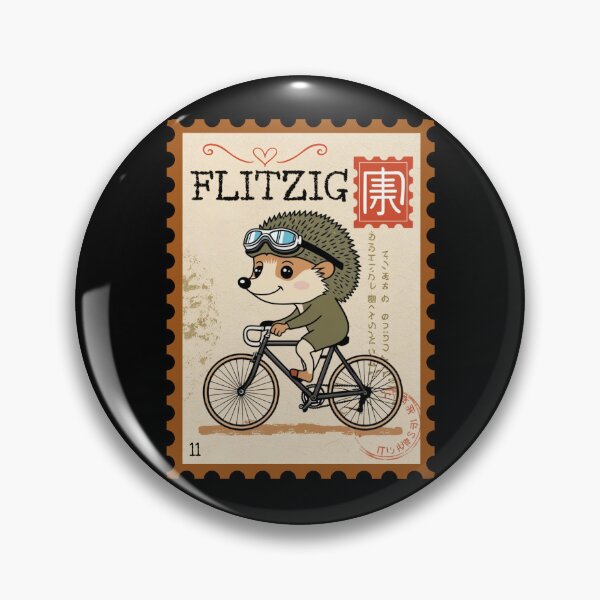 Item preview, Hedgehog Cycling Stamp – Vintage Animal Rider No.11 Japanese Symbol designed and sold by No1RetroStamps.