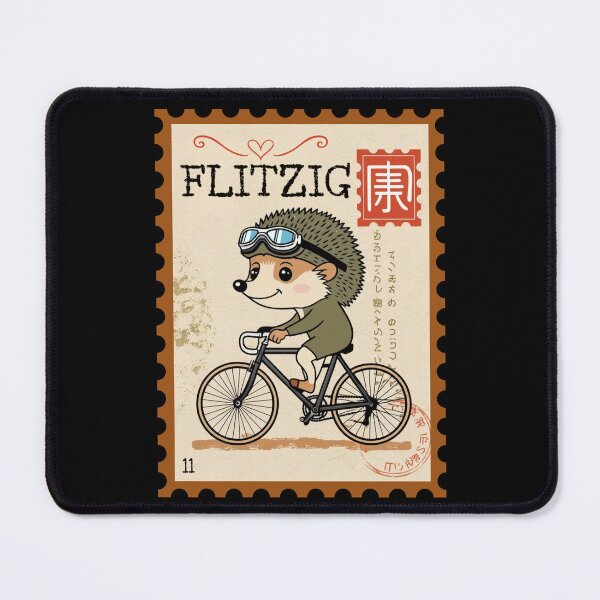 Item preview, Hedgehog Cycling Stamp – Vintage Animal Rider No.11 Japanese Symbol designed and sold by No1RetroStamps.