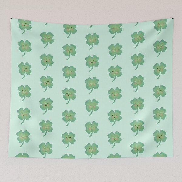 Item preview, happy smiling cute four leaf clover designed and sold by winterpumpkin.